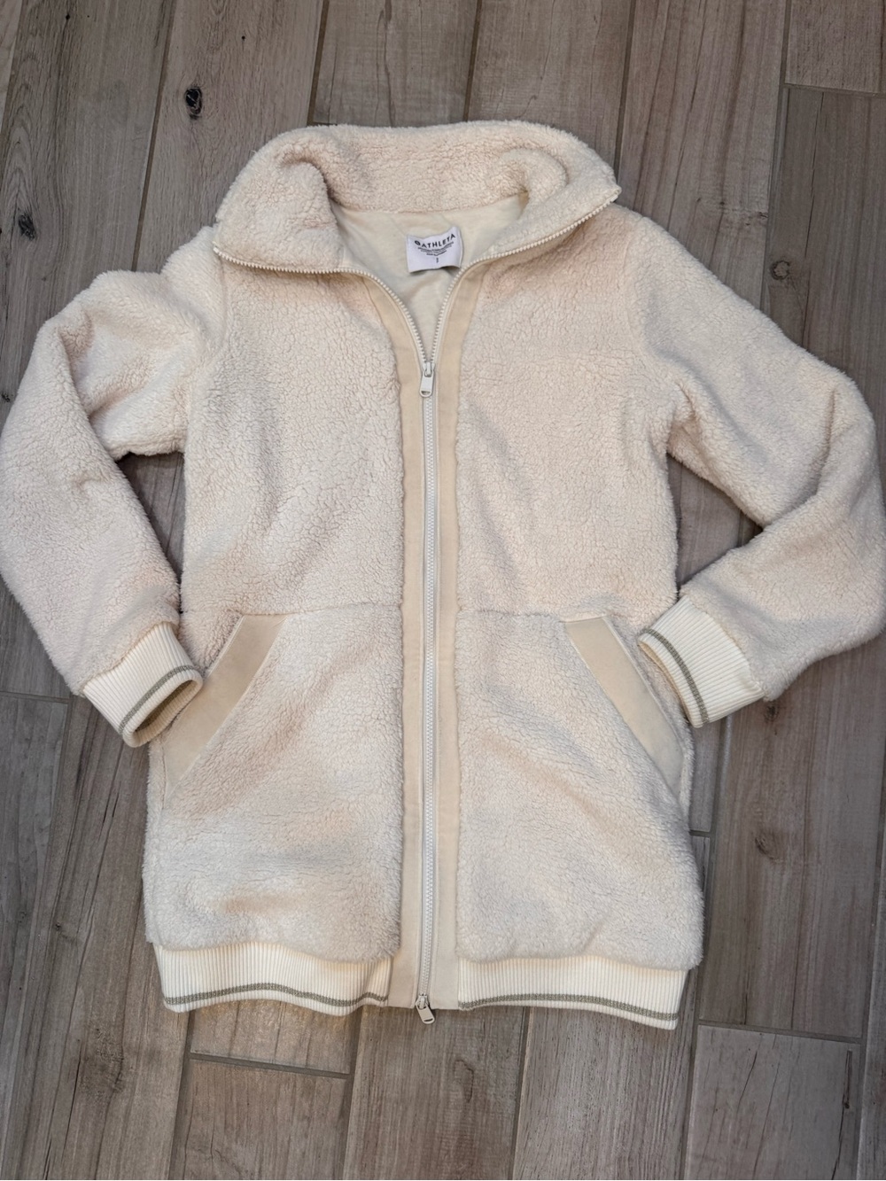 Athleta Ivory Sherpa Zip-Up Jacket